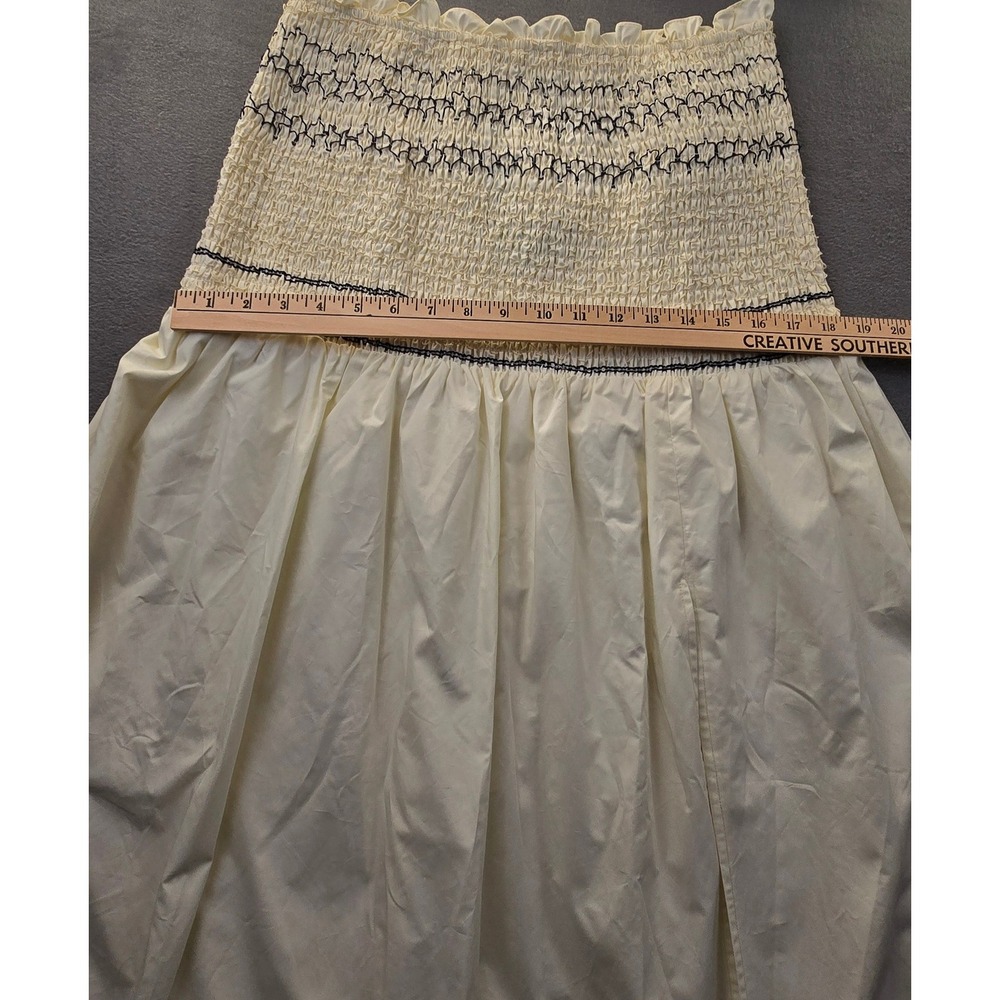 EB Luxe Los Angeles Cream Smocked Strapless Dress Cotton Stitch LS1820 LARGE - Picture 5 of 12